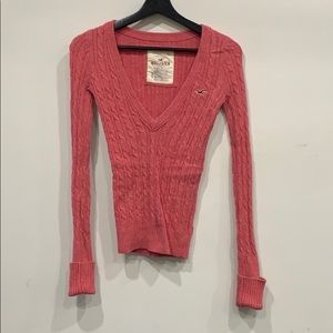 HOLLISTER Pink cable knit sweater SMALL